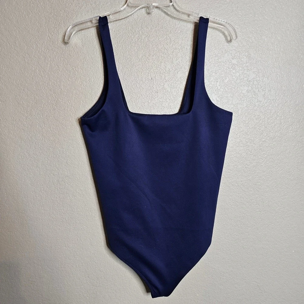 Good American XL Sculpting Modern‎ Tank Bodysuit Navy Blue Squareneck - Picture 2 of 8